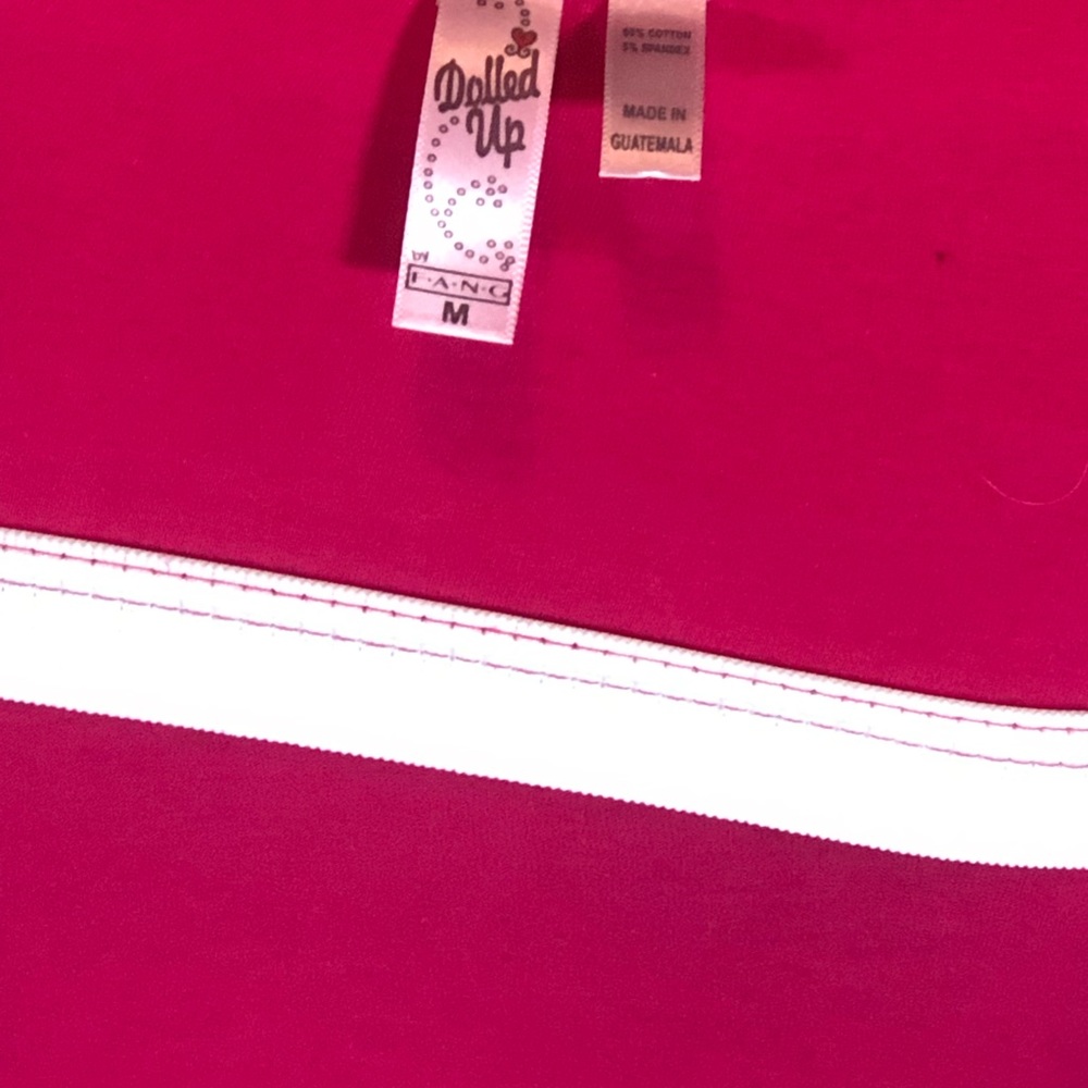 DOLLED UP Hot Pink Print Sequin Strapless Top SZ M - Picture 9 of 9